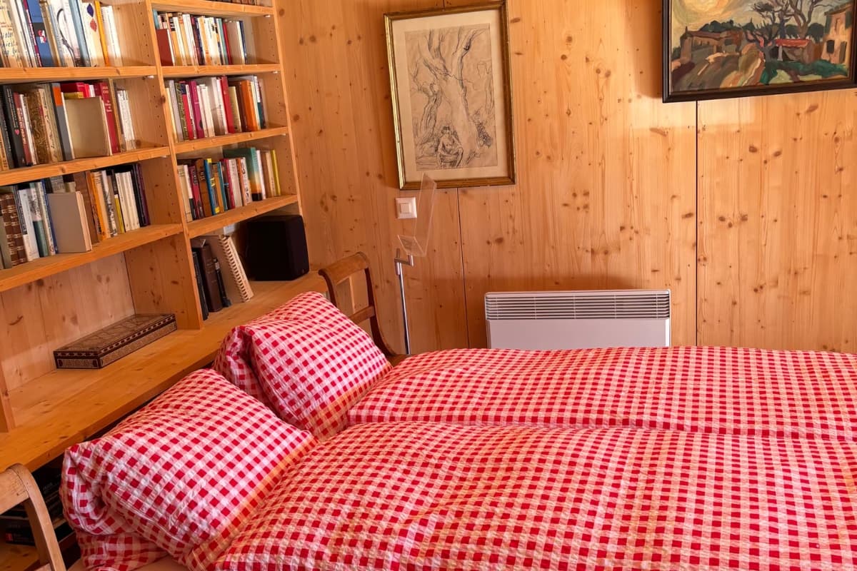 Double Room #1, desk and bookshelf