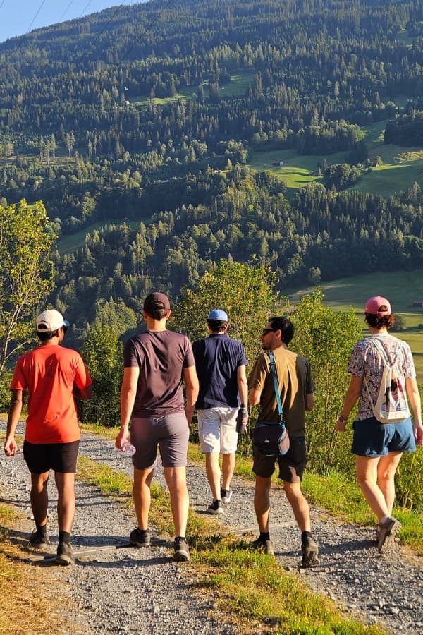Hiking down through the meadows