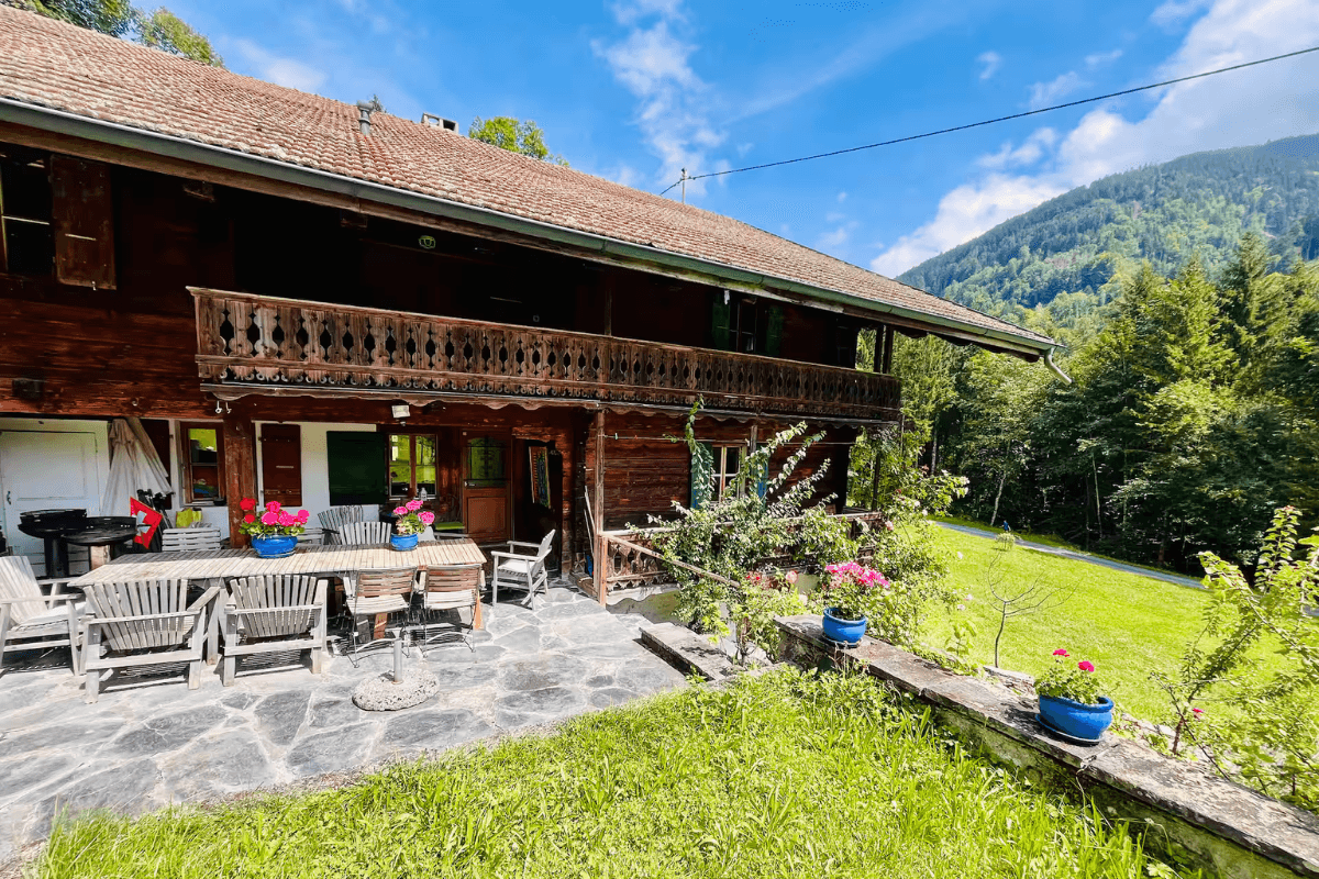 Chalet terrace with mountain view